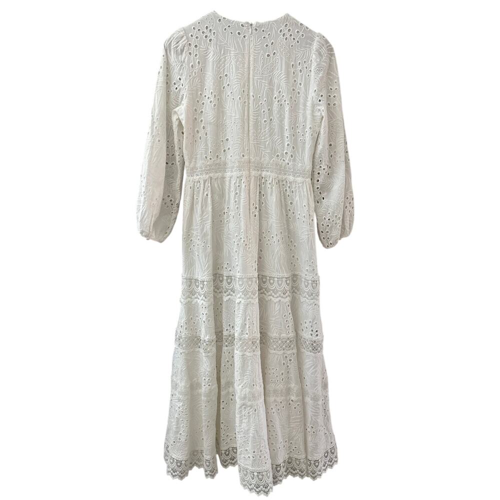 Antonio Melani Born On Fifth Adenorah Bright White Eyelet Maxi Dress Size 6 - Picture 4 of 12